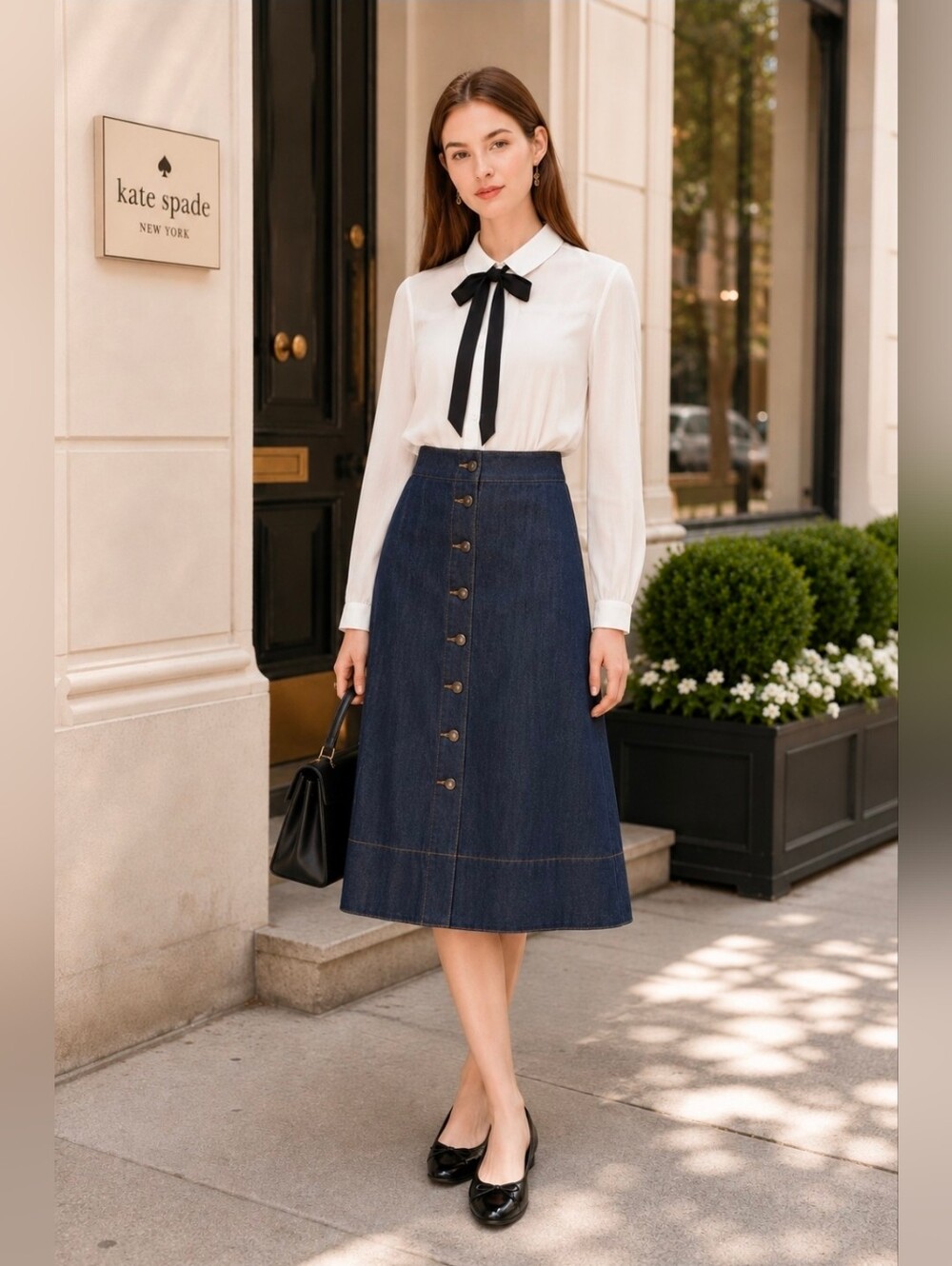 Broome Street By Kate Spade Button-Front Denim Skirt Size 00